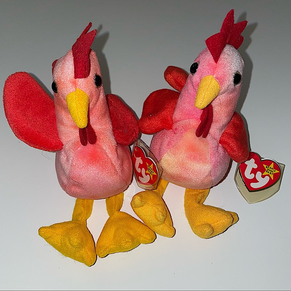 Strut the Rooster Ty Beanie Baby set of 2